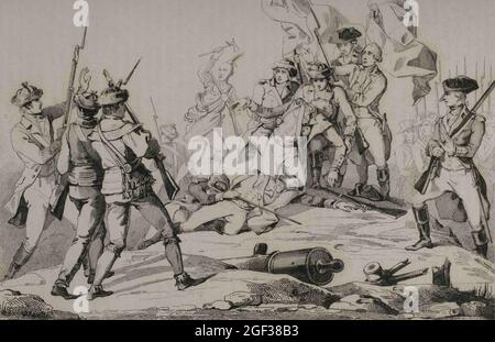 Amerikanischer Revolutionskrieg (1775-1783). Invasion Kanadas, 1775. Patriot-Armee, angeführt von Oberst Benedikt Arnold (1741-1801) und General Richard Montgom Stockfoto