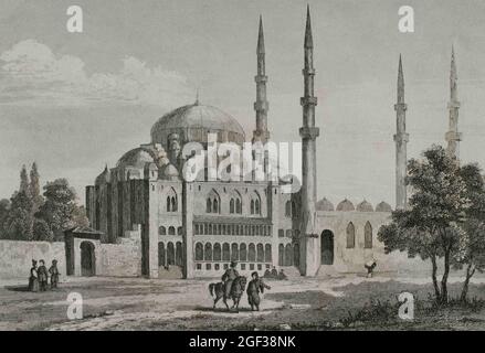 Osmanisches Reich. Türkei. Konstantinopel (heute Istanbul). Die Süleymaniye Moschee (1550-1557). Es wurde von Suleyman das prächtige und Design beauftragt Stockfoto