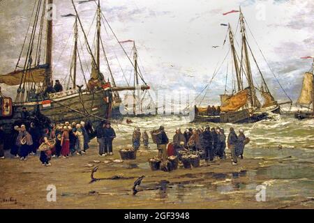 Angelschellen in Breaking Waves 1875 Hendrik Willem Mesdag 1831 - 1915 Niederlande, Nordsee, Schevingen, Den Haag ,Den Haag, Stockfoto