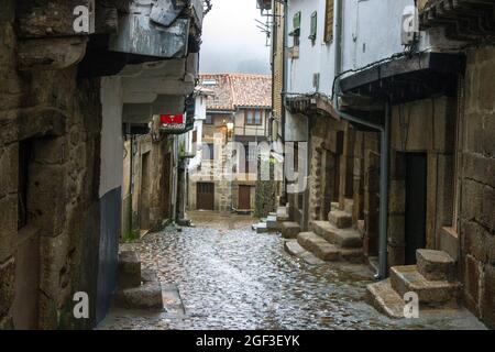 San Martin de Trevejo (oder Sa Martin de Trevellu), Spanien. Eine Stadt in Extremadura, einem der drei Dörfer, in denen die SPRACHE A Fala gesprochen wird Stockfoto