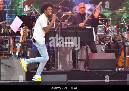 EW YORK, NEW YORK - 21. AUGUST: Boogie WIT da Hoodie tritt während We Love NYC: The Homecoming Concert auf, das von NYC, Clive Davis und Live Nation am 21. August 2021 in New York City produziert wurde. (Foto von John Atashian) Stockfoto