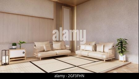 Sofa auf dem Zimmer japan tropischen Design .3D-Rendering Stockfoto