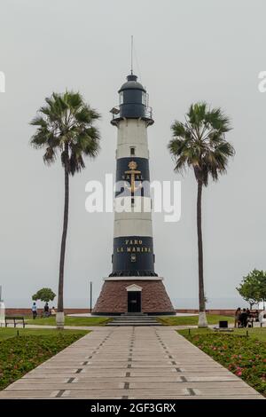 LIMA, PERU - 4. JUNI 2015: Leuchtturm im Stadtteil Miraflores von Lima Stockfoto