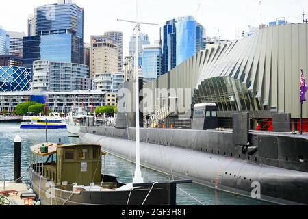 SYDNEY, AUSTRALIEN - 04. Aug 2018: Das Australian National Maritime Museum im Darling Harbour in Sydney, Australien Stockfoto