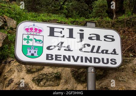 Eljas, oder als Ellas, Spanien. Eine Stadt in Extremadura, einem der drei Dörfer, in denen die SPRACHE A Fala gesprochen wird Stockfoto