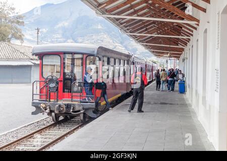 IBARRA, ECUADOR - 28. JUNI 2015: Bahnhof in Ibarra, Ecuador Stockfoto