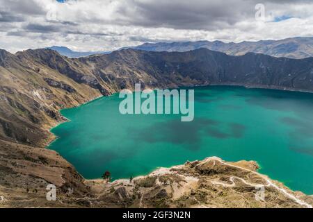 Krater-See Laguna Quilotoa, Ecuador Stockfoto