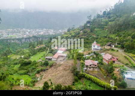 Banos de Agua Santa, beliebtes Touristenziel in Ecuador Stockfoto