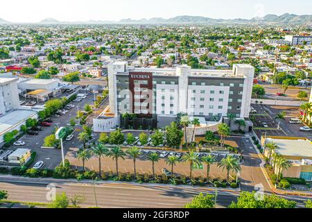 Luftaufnahme des Hotels Lucerna am Vado del Rio in Hermosillo, Sonora, Mexiko ... (Foto Von Luis Gutierrez / Norte Photo) ... Vista Area del Hotel Lucerna en el Vado del Rio en Hermosillo, Sonora, Mexiko ... (Foto Von Luis Gutierrez / Norte Photo) ... Stockfoto