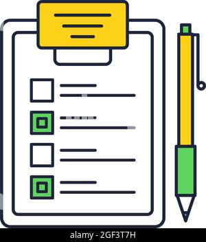 Checkliste in der Zwischenablage und flaches Stiftsymbol Stock Vektor