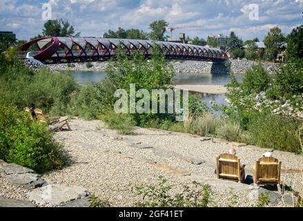 Peace Bridge Prince's Island Park Calgary Alberta Stockfoto