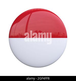 Nationalflaggenabzeichen Indonesiens, 3D-Rendering der Nationalitätennadel Stockfoto