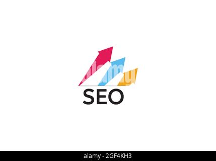Mehrfarbiger SEO-Logo-Symbol mit Pfeilen Stock Vektor