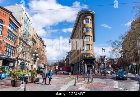 Vancouver Gastown wunderschöner Blick auf die Straße. BC, Kanada. Stockfoto