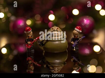 LEGO STAR Wars Minifiguren singen weihnachtslied Stockfoto