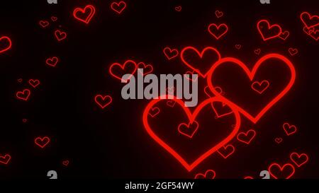 Valentinstag Thema - 3D-Darstellung der Herzen fallen in den Rahmen Stockfoto