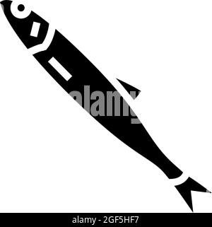 japanische Anchovy Glyphe Symbol Vektorgrafik Stock Vektor