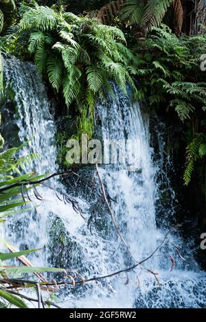 Wasserfälle und seidiger Flusslauf in den Bergen auf einem wunderschönen Fluss Stockfoto