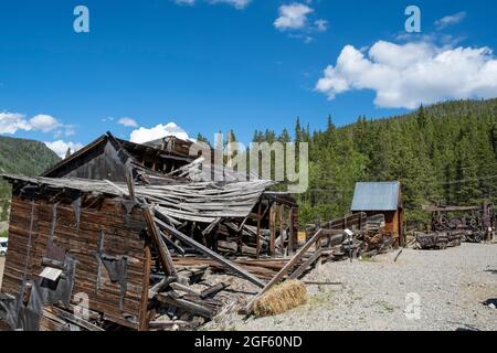 Summit County, Colorado, USA, Country Boy Mine, historische Mine im französischen Gulch-Gebiet, die Blei produzierte und seitdem für den Einsatz im Ersten Weltkrieg, Touristenattraktion Stockfoto