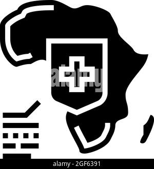 afrika soziale Problem Glyphe Symbol Vektor Illustration Stock Vektor