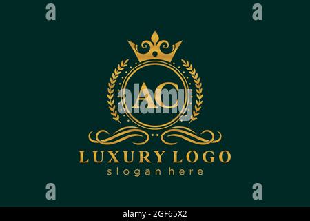 AC Letter Royal Luxury Logo Vorlage in Vektorgrafik für Restaurant, Royalty, Boutique, Cafe, Hotel, Heraldisch, Schmuck, Mode und andere Vektor illustrr Stock Vektor