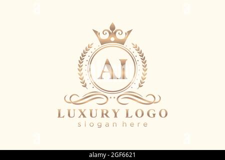 AI Letter Royal Luxury Logo Vorlage in Vektorgrafik für Restaurant, Royalty, Boutique, Cafe, Hotel, Heraldisch, Schmuck, Mode und andere Vektor illustrr Stock Vektor