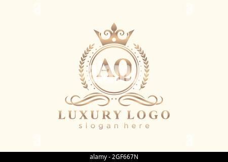 AQ Buchstabe Royal Luxury Logo Vorlage in Vektorgrafik für Restaurant, Royalty, Boutique, Cafe, Hotel, Heraldisch, Schmuck, Mode und andere Vektor illustrr Stock Vektor