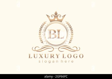 BL Buchstabe Royal Luxury Logo Vorlage in Vektorgrafik für Restaurant, Royalty, Boutique, Cafe, Hotel, Heraldisch, Schmuck, Mode und andere Vektor illustrr Stock Vektor
