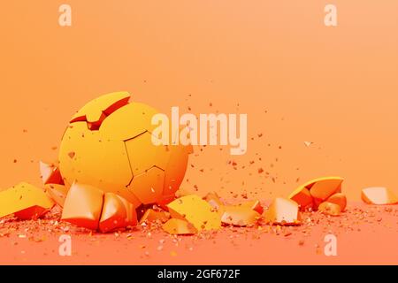 3D-Rendering einer volumetrischen Form einer Kugel. Die Geometrie von Formen, die in kleine Stücke zerlegt werden. Zufällige Formen. Stockfoto