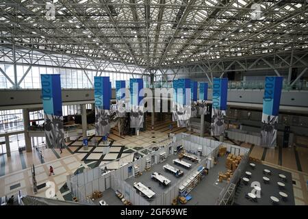 Tokio, Japan. August 2021. Blick in das MPC Media Center. Kredit: Marcus Brandt/dpa/Alamy Live Nachrichten Stockfoto