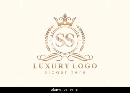 SS Letter Royal Luxury Logo Vorlage in Vektorgrafik für Restaurant, Royalty, Boutique, Cafe, Hotel, Heraldisch, Schmuck, Mode und andere Vektor illustrr Stock Vektor