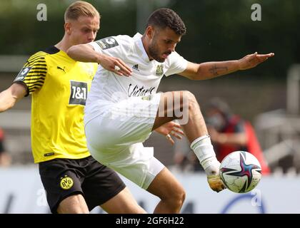 Dortmund, Deutschland. 21. Aug, 2021. firo: 21.08.2021 Fuvuball: Fußball: 3. Bundesliga-Saison 2021/22 BVB; Borussia Dortmund U23 - 1. FC Saarbrvºcken, Saarbrücken. 0-0 Dave Gnaase, FCS/dpa/Alamy Live News Stockfoto