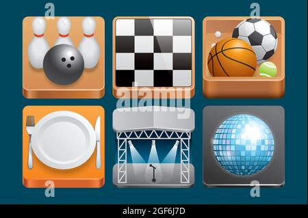 Freizeitsymbole Stock Vektor