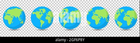 Erdkugeln Kollektion. Vektordarstellung auf transparentem Hintergrund isoliert Stock Vektor