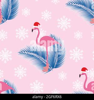 Flamingo Winter tropisches Nahtloses Muster. Stock Vektor