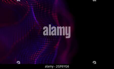 Lila Technologie Musik Welle Hintergrund. Neonrotes Licht. Stockfoto