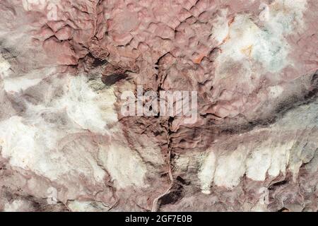 Extrem mineralreicher Boden im Bereich der Rio Tinto Minen, Luftaufnahme, Drohnenschuss, Provinz Huelva, Andalusien, Spanien Stockfoto