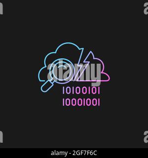Gradient-Vektorsymbol zur Erkennung von Datenverstößen für dunkles Thema Stock Vektor