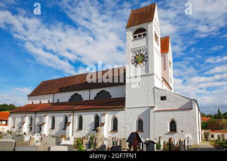 Klosterkirche St. Johannes der Täufer, ehemaliges Prämonstratenserkloster Steingaden, Steingaden, Romantikstraße, Oberbayern, Bayern, Deutschland Stockfoto