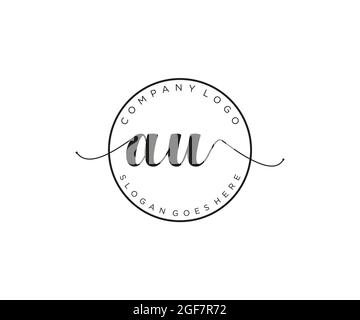 AU feminine Logo Schönheit Monogramm und elegantes Logo-Design, Handschrift Logo der ursprünglichen Signatur, Hochzeit, Mode, Blumen und botanischen mit kreativen Stock Vektor