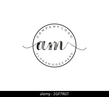 AM feminine Logo Schönheit Monogramm und elegantes Logo-Design, Handschrift Logo der ursprünglichen Signatur, Hochzeit, Mode, Blumen und botanischen mit kreativen Stock Vektor