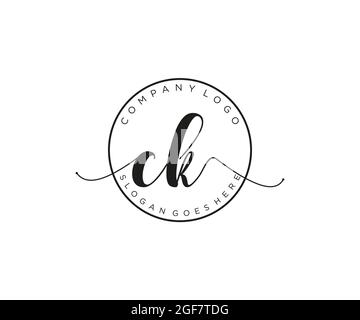 CK feminine Logo Schönheit Monogramm und elegantes Logo-Design, Handschrift Logo der ursprünglichen Signatur, Hochzeit, Mode, Blumen und botanischen mit kreativen Stock Vektor