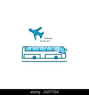 Symbol für die Farblinie des Flughafentransfers. Regelmäßig geplanter Transportdienst. Piktogramm für Webseite, mobile App, Promo. UI UX GUI Design Element. Stock Vektor