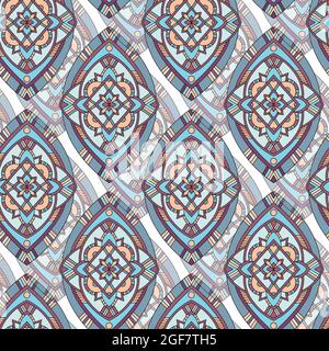 Ethnic Tribal Argyle Nahtloses Muster. Traditionelle Boho Ikat Ornament von Doodle Rhombus. Vektor Abstraktes Mosaik Geometrische Diamantformen Vektor Stock Vektor