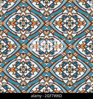 Ethnic Tribal Argyle Nahtloses Muster. Traditionelle Boho Ikat Ornament von Doodle Rhombus. Vektor Abstraktes Mosaik Geometrische Diamantformen Vektor Stock Vektor