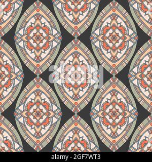 Ethnic Tribal Argyle Nahtloses Muster. Traditionelle Boho Ikat Ornament von Doodle Rhombus. Vektor Abstraktes Mosaik Geometrische Diamantformen Vektor Stock Vektor