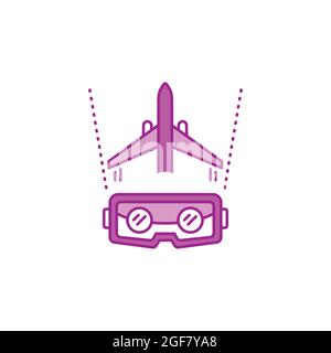 VR Aviation Farbliniensymbol. Pilotenausbildung und -Simulation. Intelligente Industrie. Piktogramm für Webseite, mobile App, Promo. UI UX GUI Design-Element. Edita Stock Vektor