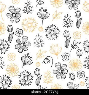 Gartenblume, Pflanzen, botanische, nahtlose Muster Vektor-Design für Mode, Stoff, Tapete und alle Drucke auf farbigem Hintergrund. Niedliches Muster in Stock Vektor