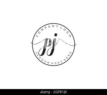 PJ feminine Logo Schönheit Monogramm und elegantes Logo-Design, Handschrift Logo der ursprünglichen Signatur, Hochzeit, Mode, Blumen und botanischen mit kreativen Stock Vektor