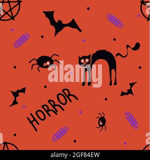 vektor nahtlose Doodle Halloween Muster bunte Cartoon Cliparts, Symbole Stock Vektor